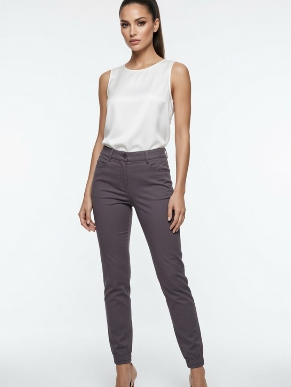 Womens Maurices Cotton Blend  Charcoal Purplish Gray Pant (Size :28x36)